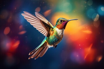 Obraz premium Colorful bird in flight colorful hummingbird in flight