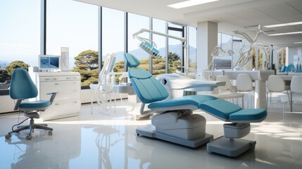 Fototapeta na wymiar Dentist office interior with modern medical equipment.