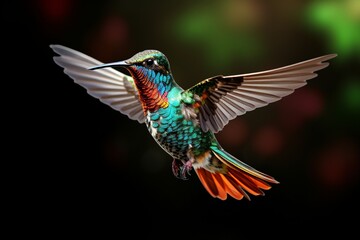 Obraz premium Colorful bird in flight colorful hummingbird in flight