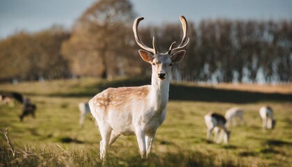Roe deer buck standing on a meadow.