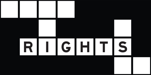Alphabet letter in word rights on crossword puzzle background