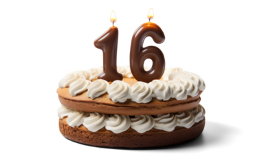 Sweet Sixteen Birthday Cake on Transparent Background