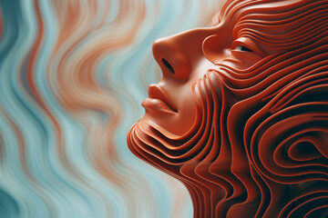 Abstract face exploring the contours of a brain, inviting contemplation on intellectual and emotional dimensions.