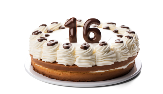 Sweet Sixteen Birthday Cake on Transparent Background