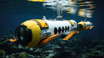 Shot of autonomous underwater vehicles used for exploration.