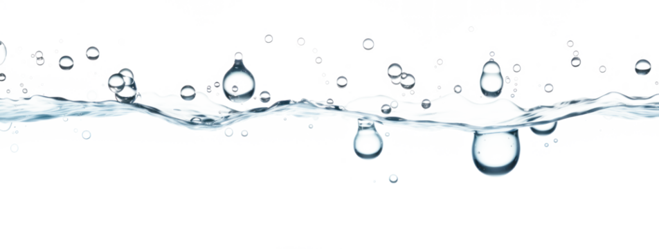 Water Drops Showing Surface Tension on Clear Background