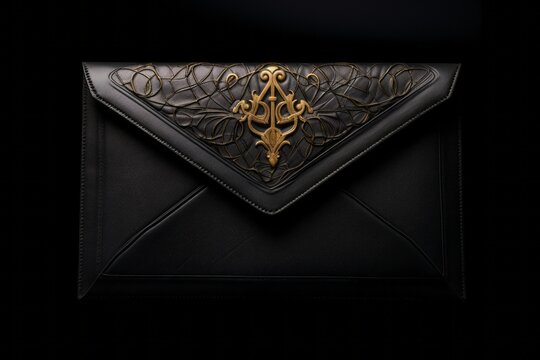 A Mysterious Black Envelope with an Intricate Gold Design