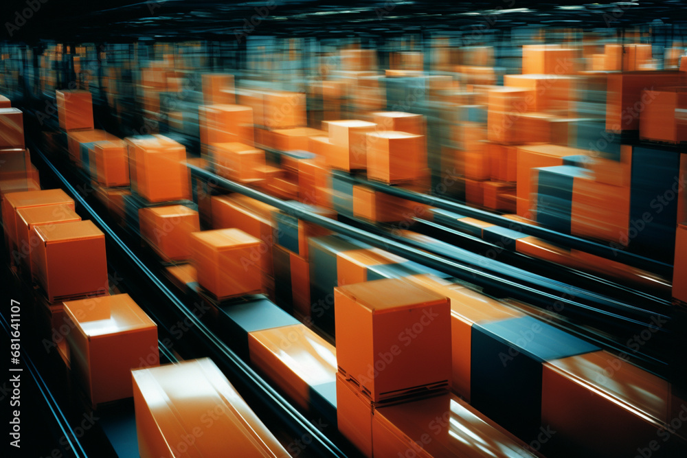 Poster A visual representation of abstract elements symbolizing the dynamic and interconnected nature of supply chain processes.