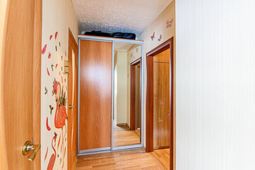 interior apartment corridor, hallway, doors