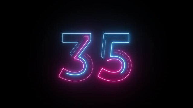 Neon number 35 with alpha channel, neon numbers, number thirty five