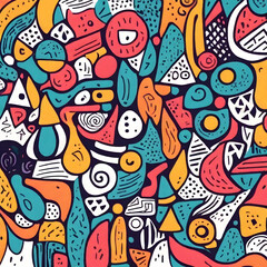 colourful fun doodle pattern backgrounds with abstract shape