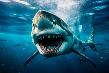 Obraz premium big blue shark on the seabed