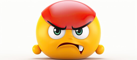 The 3D rendering of a cute and funny cartoon character with a colorful face, isolated in a white background, showed a cute and offended expression, making it a perfect emoji to convey various emotions