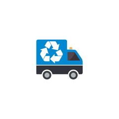 Garbage Truck with Recycle Symbol icon isolated on transparent background