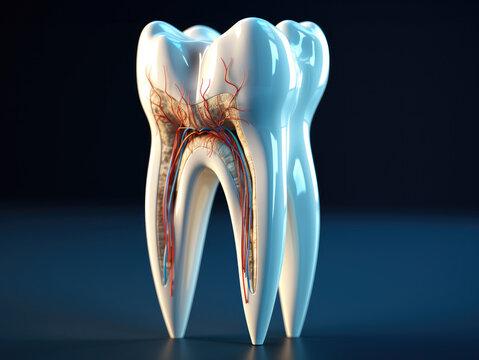Tooth, Root canal, File inside the tooth with octane render, Bluish theme.
