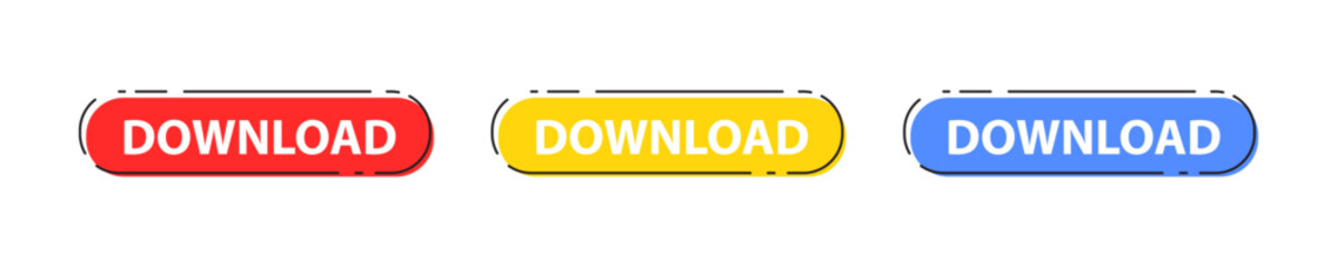 Download button icon. Mouse cursor push to download file symbol. Press on the site. Online bar click. UI design. Promotion banner. Vector illustration.