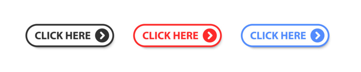Click here button icon. Mouse cursor push symbol. Press on the site. Online bar click. Promotion banner. Vector illustration.