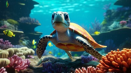 Naklejka premium turtle swimming
