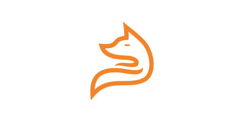 fox logo type with line art logo. illustration of a simple fox logo design element icon