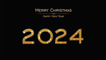 Happy New Year 2024 golden number Calendar header greetings Happy New Year greeting cards © Julia