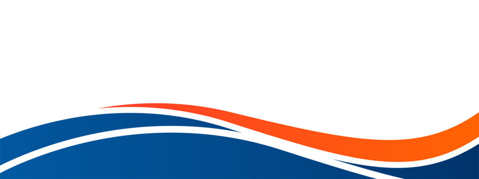 Modern blue and orange wide banner background with dynamic curve for business concept