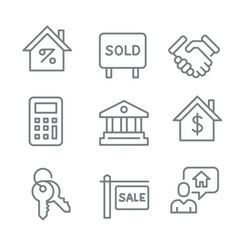 Set of line icons related to real estate