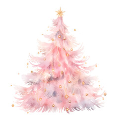 Watercolor Pink Christmas Tree