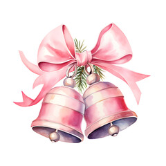 Watercolor Pink Christmas Jingle Bell