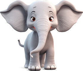cartoon 3D model of an elephant, png