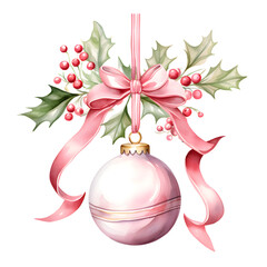 Watercolor Pink Christmas Ornament