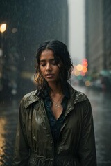 portrait of a person girl in the rain