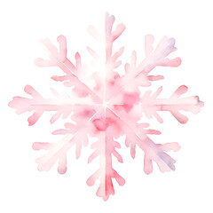 Watercolor Pink Christmas Snow flake