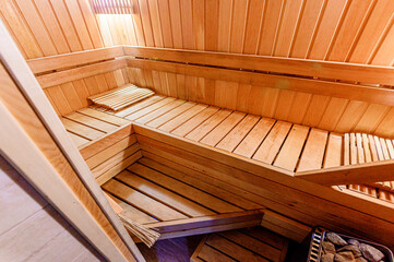 interior apartment room wooden bath, sauna steam