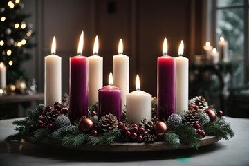 christmas candle and decorations