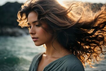 portrait of a woman
long hair