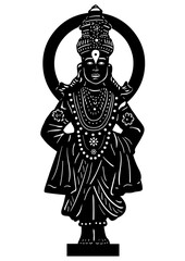 silhouette vector art of Lord Vitthal standing on a brick