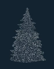 Christmas tree made of white dots. Merry Christmas and happy new year.