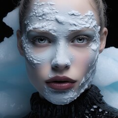 female model has glacial makeup on