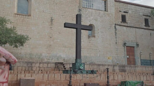 Cross Symbol on The Church and Convent of Templo de Santo Domingo de Guzman in Oaxaca Mexico