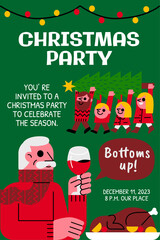 elements, decorative, festive, celebration, invitation, poster, season, merry, greeting, card, Santa Claus, Santa, Christmas, holiday, winter,  decor, vector, illustration, cartoon, design, character,