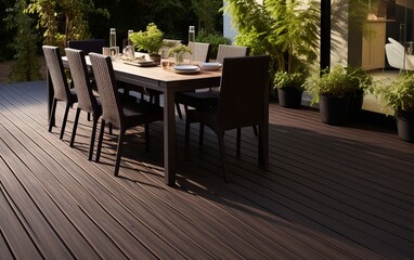 Fototapeta na wymiar Composite decking for elegant outdoor living spaces