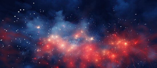 Fototapeta na wymiar Abstract colored background of fireworks in the sky at night. AI generated