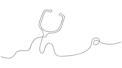 Continuous line drawing of stethoscope. Vector illustration