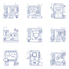 Pack of Web Designing Linear Icons

