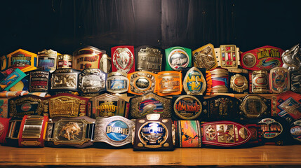 Collection of pro wrestling titles - obrazy, fototapety, plakaty
