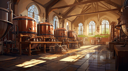 Fototapeta na wymiar Interior of a small wine brewery