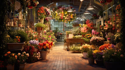 Fototapeta na wymiar Interior of a flower shop