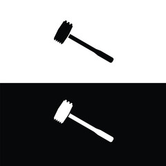 Meat mallet or Meat tenderizer flat silhouette vector. Silhouette kitchen utensil icon. Set of black and white symbols for kitchen concept. Kitchen gadgets, tools. Kitchenware