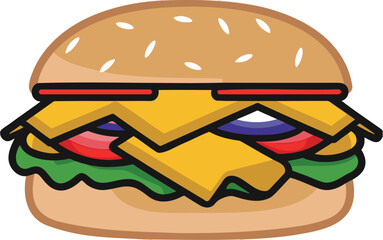 burger and hamburger vector illustration