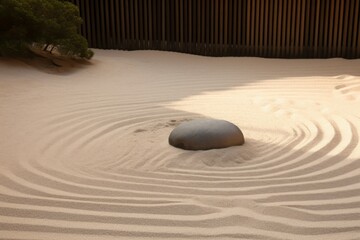 Fototapeta na wymiar Zen garden sand stone. Harmony relax surface spring concept. Generate Ai